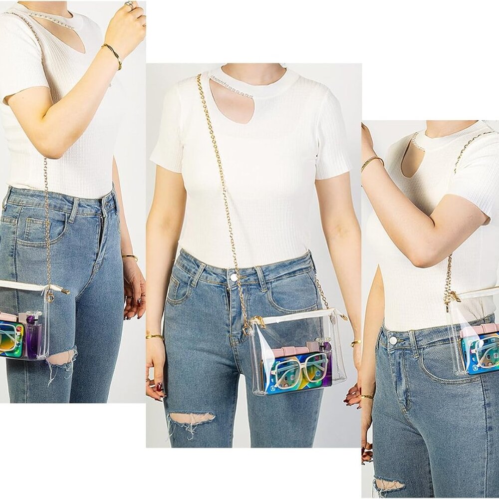 Transparent Gold Chain Small Clear Crossbody Bag … - image 2